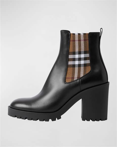 Burberry Allostock Leather Check Heeled Chelsea 